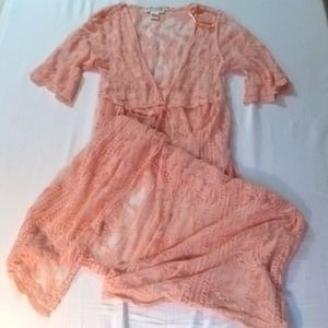 Love Riche sheer lace duster/swim cover up